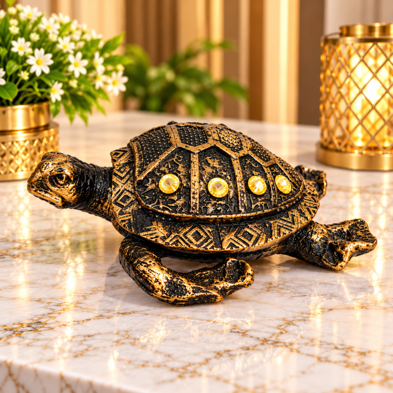 Ornate Golden Gemstone Turtle