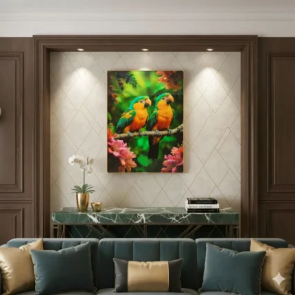 PARROT COUPLE 3D WALL WALL PICTURE HOME DECORATION