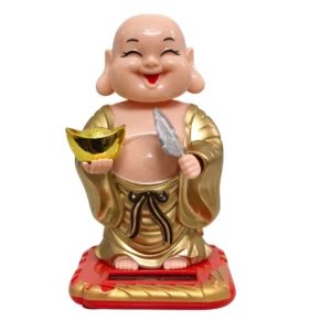 Solar Powered Meditating Buddha Idol for Home Decor, Office Desk & Spiritual Gifting 1 laughing buddha