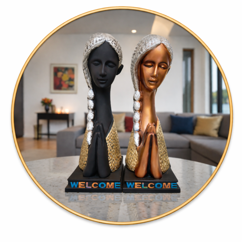 welcome lady statue home decor