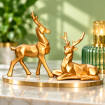 Golden deer couple showpiece for luxury home decor