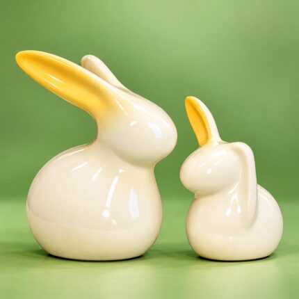 rabbit showpieces with golden-yellow ears